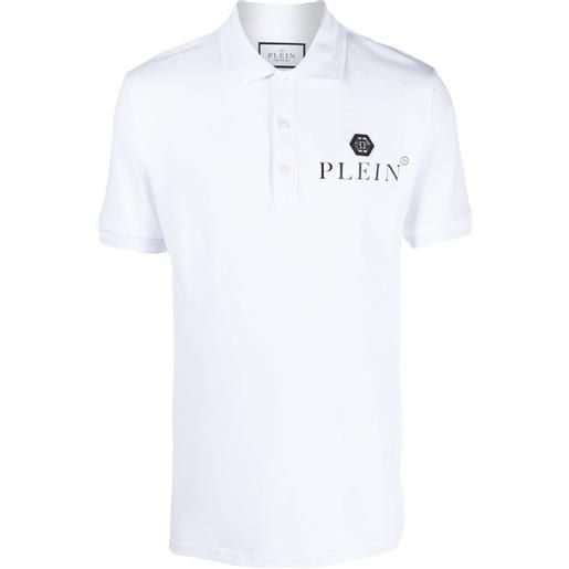 Philipp Plein polo con placca logo - bianco