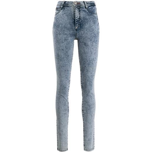 Philipp Plein jeggings a vita alta - blu