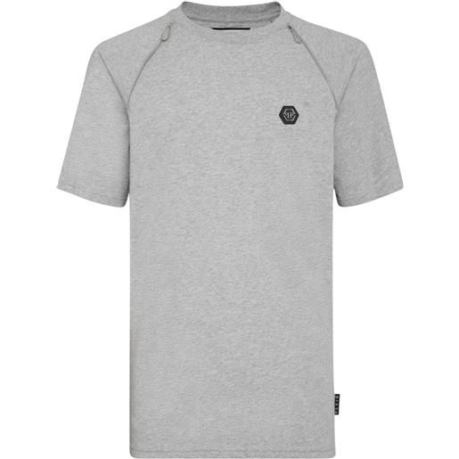 Philipp Plein t-shirt con zip - grigio