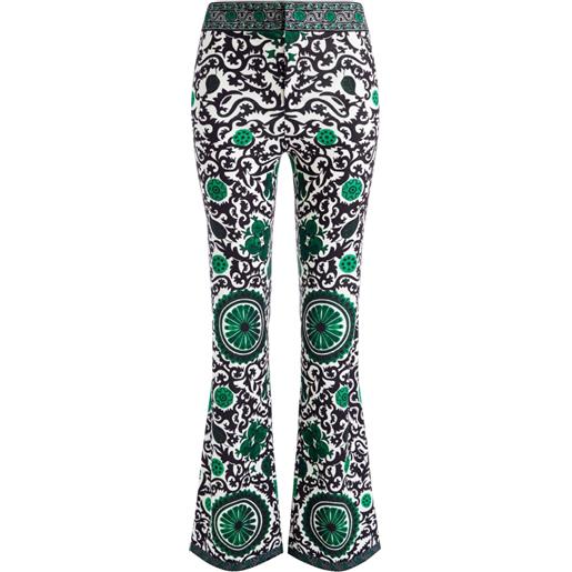 alice + olivia pantaloni andrew svasati con stampa geometrica - bianco