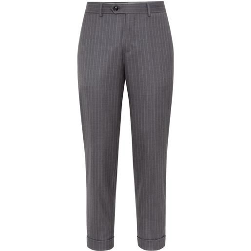 Brunello Cucinelli chalk-stripe wool tailored trousers - grigio