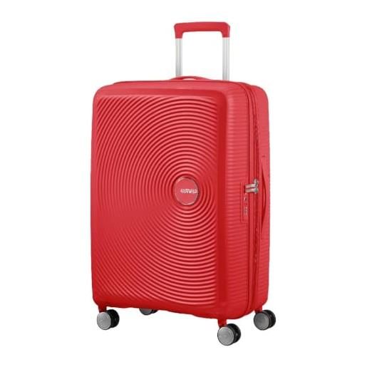 American tourister soundbox - spinner m espandibile bagaglio a mano, 40 it, spinner m (67 cm - 81 l), rosso (coral red)