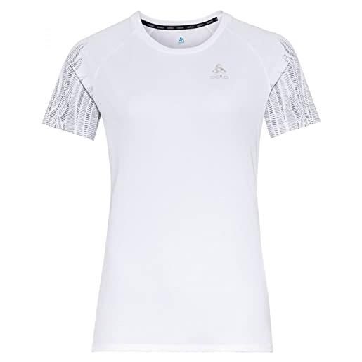 Odlo 313751-10000 t/shirt s/s crew neck essential print gr - white t-shirt donna white taglia l