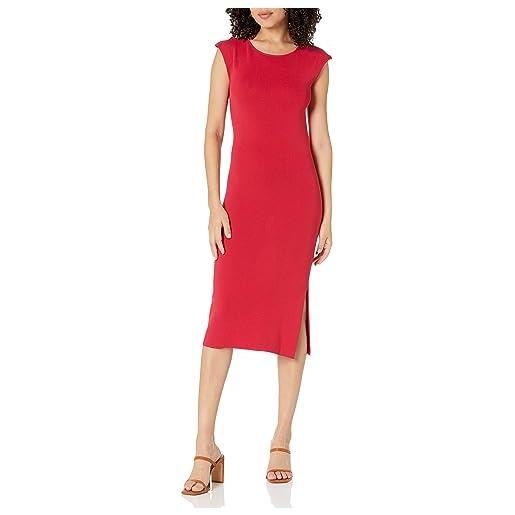 The Drop laila vestito midi con spalline rinforzate e retro incrociato da donna, rosso fiamma, 5xl plus