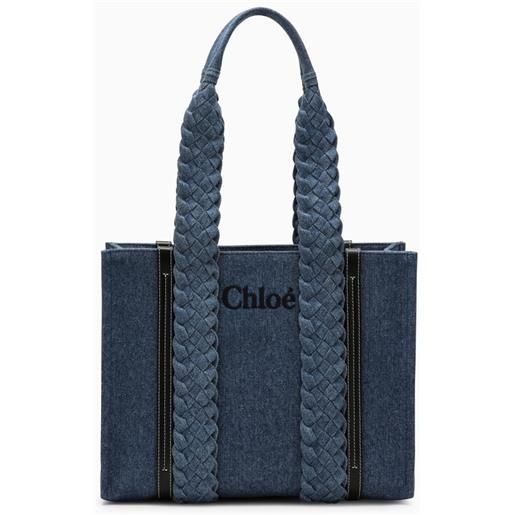 Chloé tote bag piccola woody in denim