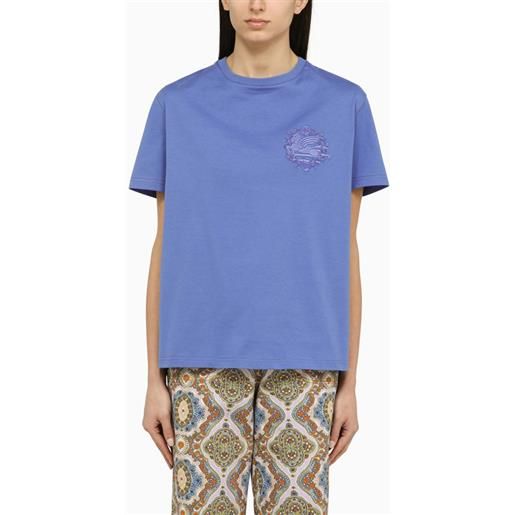 ETRO t-shirt girocollo color fiordaliso con logo in cotone