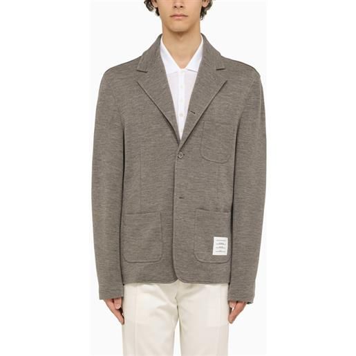 Thom Browne giacca monopetto in lana vergine grigia