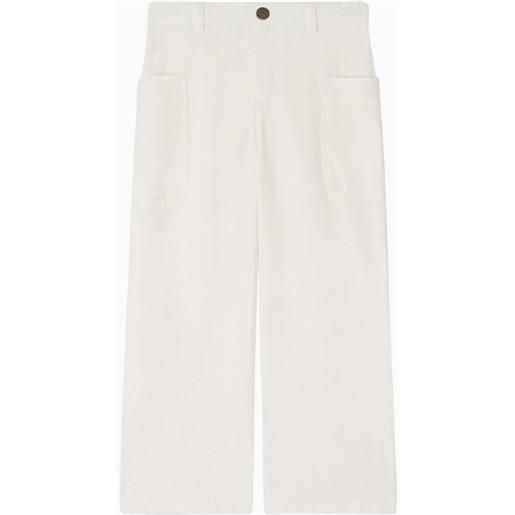 Bonpoint pantalone looping bianco in misto lino