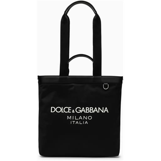 Dolce&Gabbana borsa shopping nera in nylon con logo