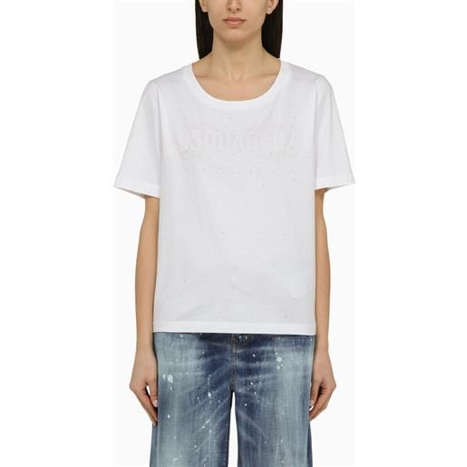 Dsquared2 t-shirt girocollo bianca in cotone con logo