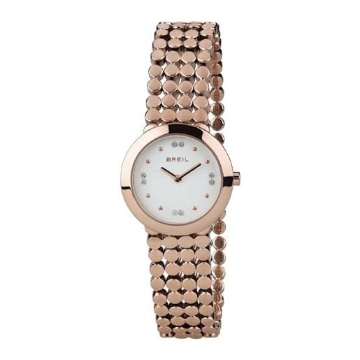 Breil orologio donna silk quadrante mono-colore bianco movimento solo tempo - 2 lancette quarzo e bracciale acciaio colorato rosa tw1767