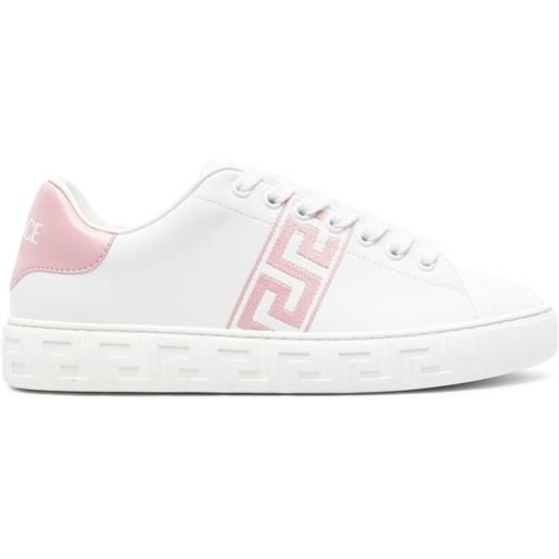 Versace sneakers con ricamo greca - bianco