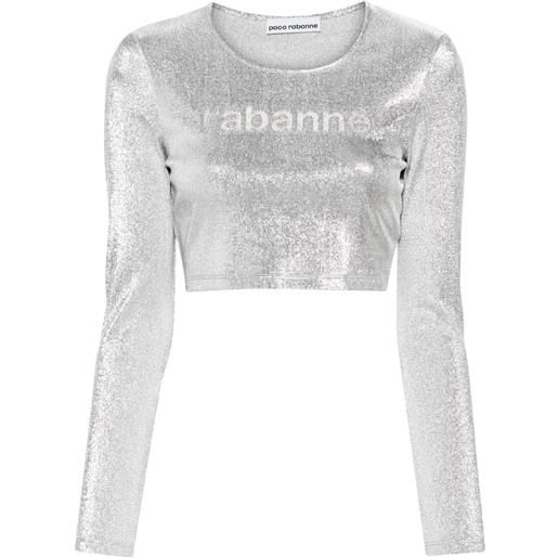 Rabanne t-shirt crop - argento