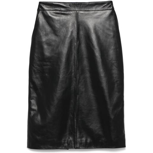 Manokhi gonna midi in pelle - nero