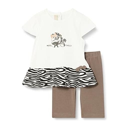 Chicco, set 2 pezzi: t-shirt e pantaloni corti per bimba, bimba 0-24, 12 mesi, grigio (609)