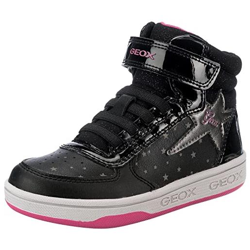 Geox j maltin girl a, sneakers bambine e ragazze, nero/rosa (black/fuchsia), 35 eu