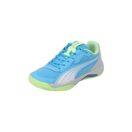 Puma unisex adults nova court tennis shoes, luminous blue-puma white-glacial gray, 37 eu