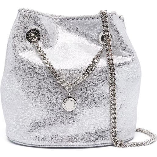 Stella McCartney borsa a secchiello con glitter - argento