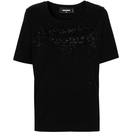 Dsquared2 t-shirt con strass - nero