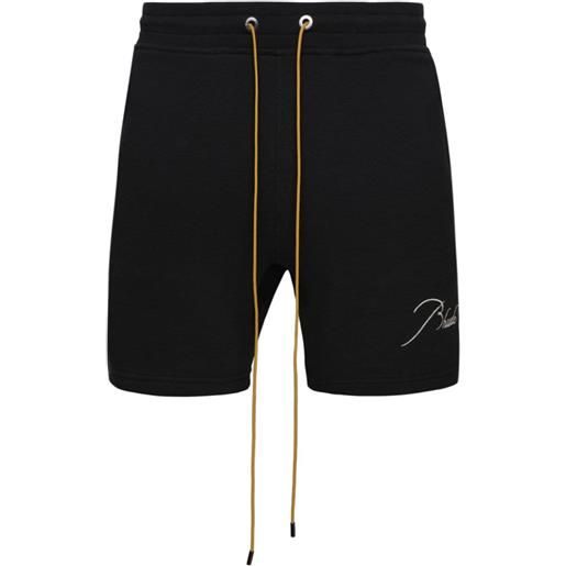 RHUDE shorts sportivi con ricamo - nero