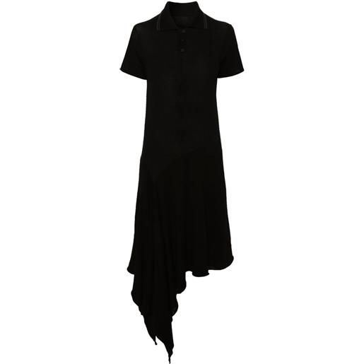 Yohji Yamamoto abito stile polo midi asimmetrico - nero