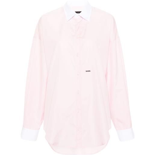 Dsquared2 camicia con colletto a contrasto - rosa