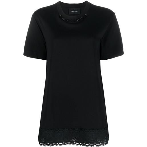 Simone Rocha t-shirt con bordo di pizzo - nero
