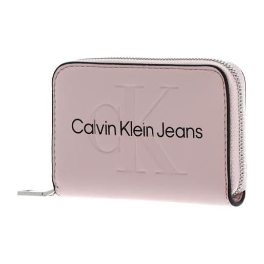 Calvin Klein Jeans donna portafoglio sculpted med zip mono piccolo, rosa (pale conch), taglia unica