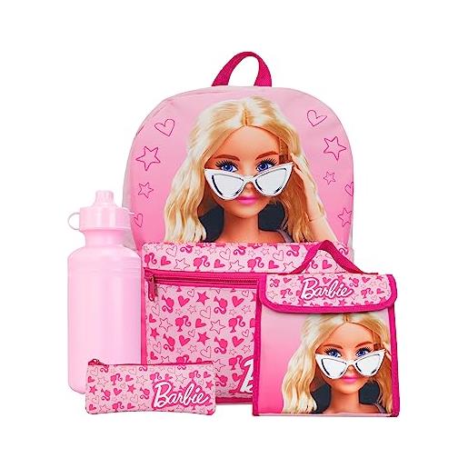 Barbie zaino zainetto, astuccio, porta pranzo, bottiglia acqua | zainetto bimba | rosa