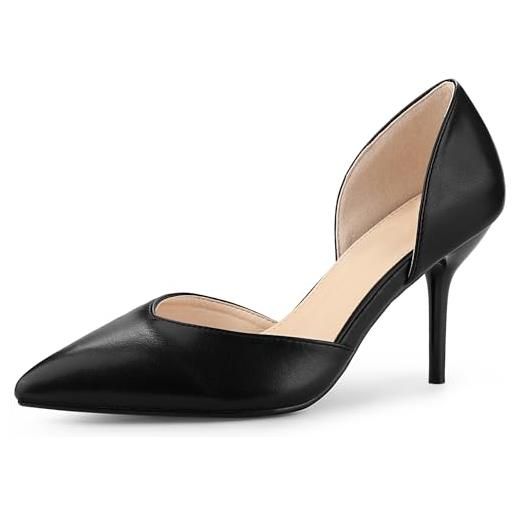 Allegra K sandali da donna a punta senza lacci con tacco a spillo, nero , 38.5 eu
