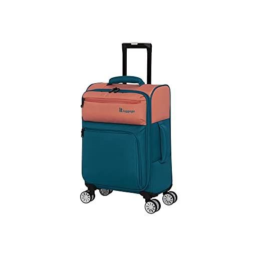 it luggage duo-tone 22 'softside carry-on 8 ruote spinner, pesca/verde acqua marina, 22, bagaglio a mano a mano bicolore da 56 cm, 8 rotoli