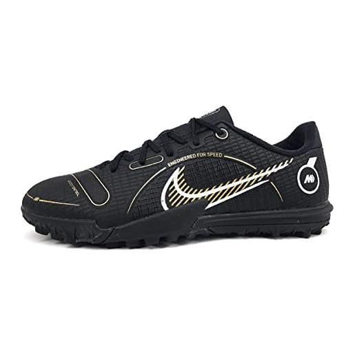 Nike vapor 14 academy tf, scarpe da calcio, black/metallic gold-metallic s, 31.5 eu