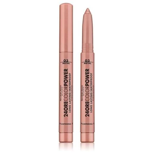 Deborah milano - ombretto 24 ore color power waterproof, n. 3 rose bronze, ombretto in stick, al alta tenuta