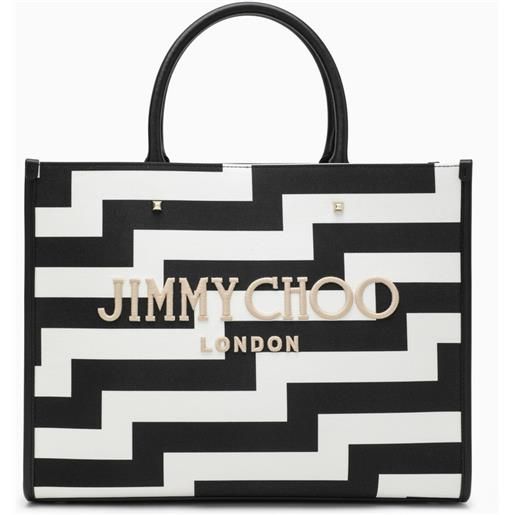 Jimmy Choo borsa tote m avenue nera/bianca in tela
