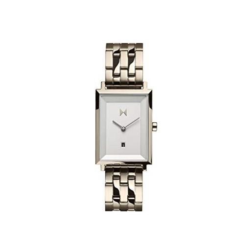 MVMT orologio analogico al quarzo da donna collezione signature square con cinturino in acciaio inossidabile o in pelle beige