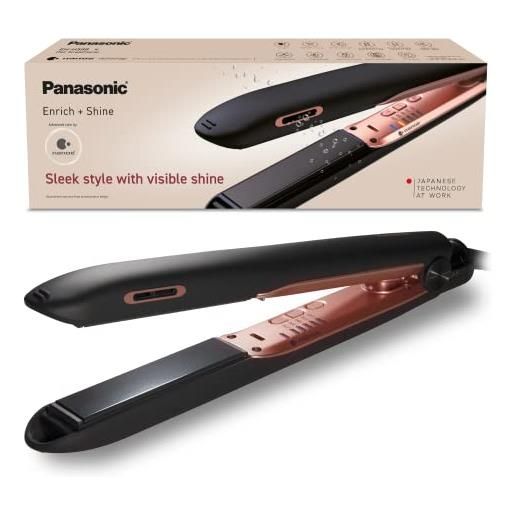 Panasonic eh-hs99 nanoe piastra per capelli in ceramica per una migliore lucentezza con controllo della temperatura (nero/oro rosa)