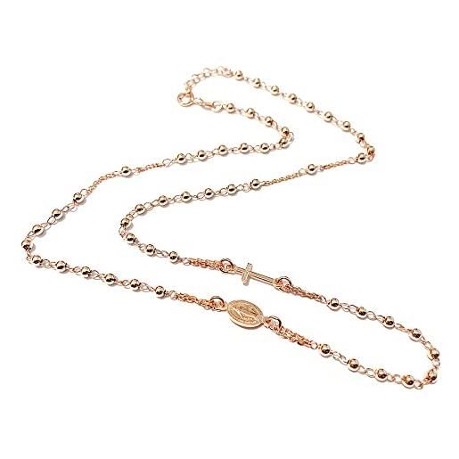 amorili collana rosario in argento 925 ramato modello girocollo