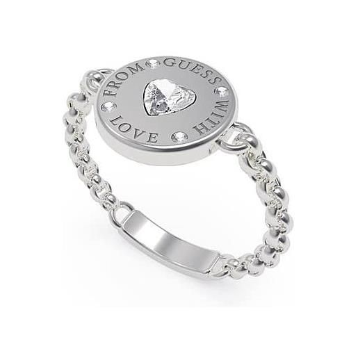 GUESS anello da donna collezione from with love. Gioiello realizzato in acciaio 316l color argento con brillante. Misura 12. La referenza è: jubr70006jw