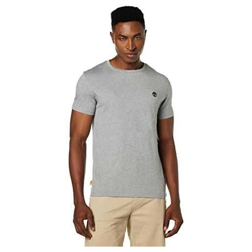 Timberland tfo t-shirt girocollo in jersey con logo sul petto sinistro (sottile) camicia, grigio, s uomo
