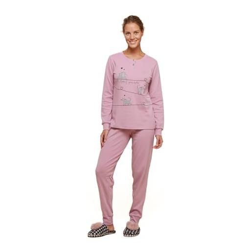 Noidinotte; more than pyjamas noidinotte - pigiama donna caldo cotone love cat - l rosa
