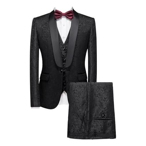 Lacoac uomo jacquard abito a 3 pezzi smoking formale festa di natale giacca+gilet+pantaloni