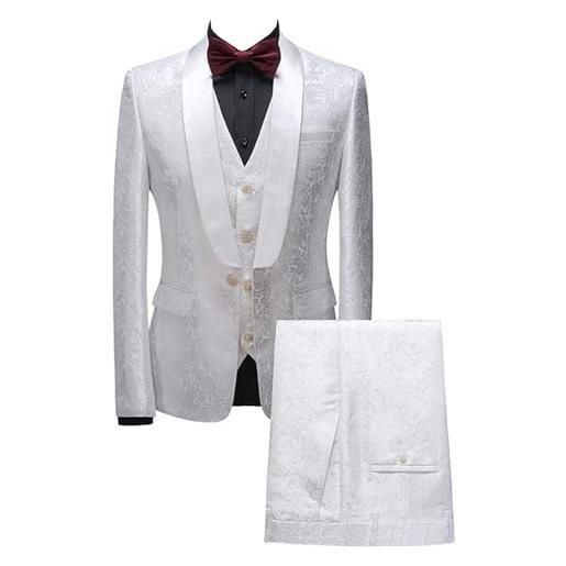 Lacoac uomo jacquard abito a 3 pezzi smoking formale festa di natale giacca+gilet+pantaloni
