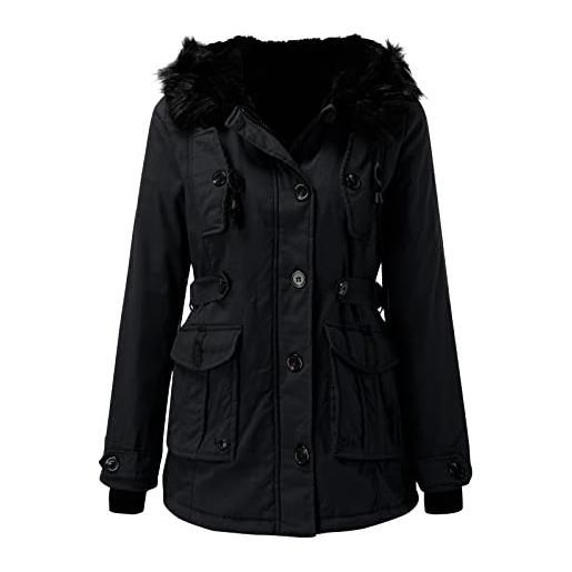 Ghemdilmn giacca invernale da donna, trapuntata, parka invernale, calda imbottitura in pelliccia sintetica, giacca alla moda, calda, grigio, l