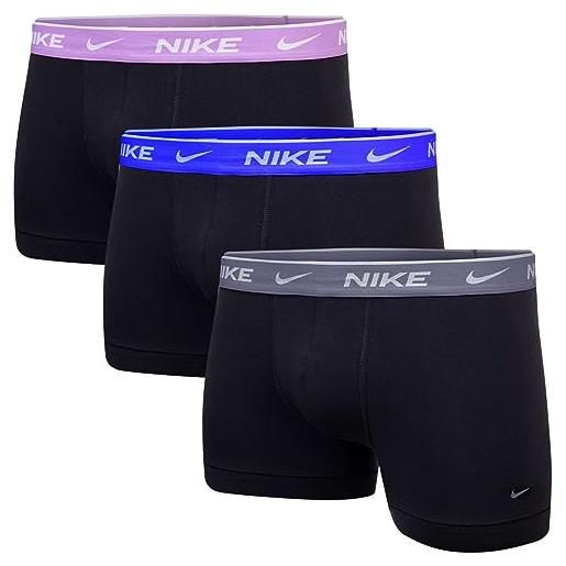 Nike boxer lungo uomo in dri-fit, brief 3pk, confezione da 3 pezzi (s, nero rosa/nero blue/nero grigio)