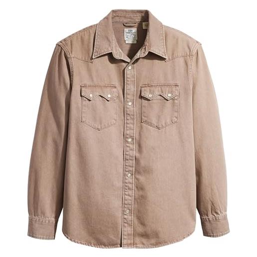 Levi's sawtooth relaxed fit western, magliette in tessuto uomo, clark brown denim, l