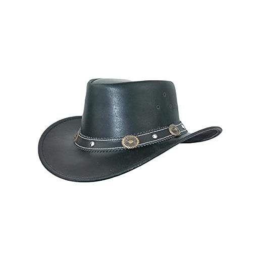 Black Jungle reedley cappello in pelle - cappello western classico, cappello da cowboy cappello australia (nerro, m)