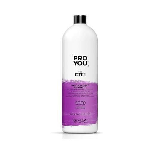 Revlon professional pro you the toner neutralizing shampoo, shampoo ad elevata azione detergente, per capelli biondi, decolorati e grigi, 1000ml