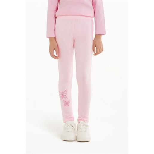 Tezenis leggings in cotone con applicazione strass bambina rosa chiaro