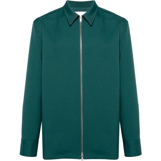 Jil Sander giacca-camicia con zip - verde