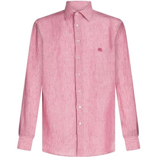 ETRO camicia pegaso con ricamo - rosa